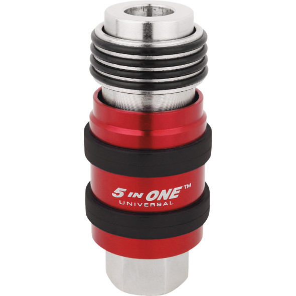 Milton 5-In-1 Universal Safety Exhaust Quick-Connect Industrial Coupler, FNPT