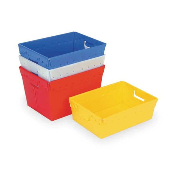 Corrugated & Nestable Storage Container, 4.3 gal, 18 in L x 13 in W x 6-1/8 in H, Blue, 5 PK