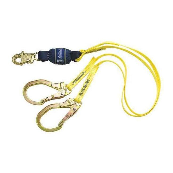 Force(TM)2 Shock-Absorbing Lanyard, 6 ft. Length, Snap Hook, Steel, 2 Leg(s)