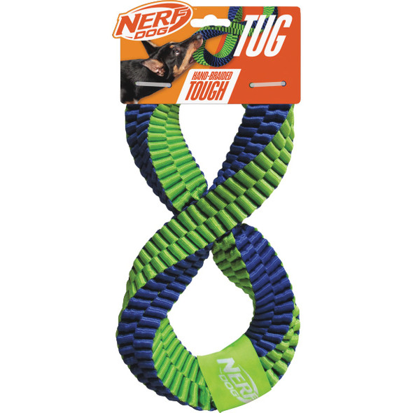 Nerf Dog 12 In. Nylon Square Braided Twisted Infinity Tug Dog Toy NF-7119
