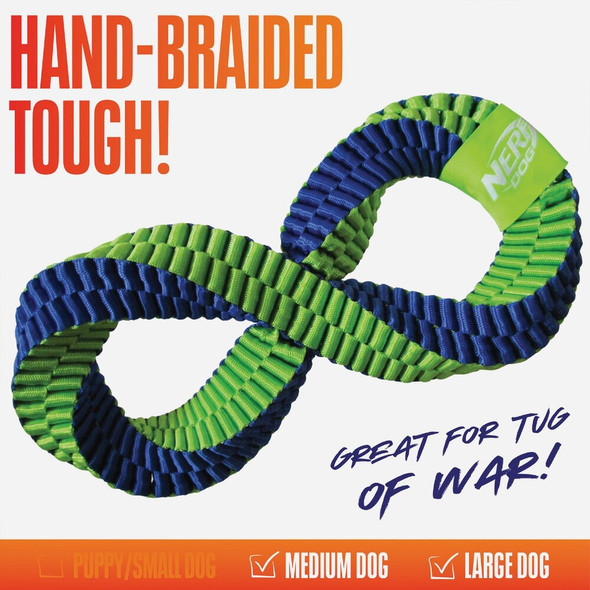 Nerf Dog 12 In. Nylon Square Braided Twisted Infinity Tug Dog Toy NF-7119 763374