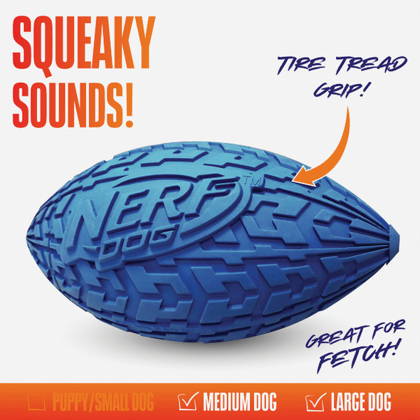 Nerf Dog 6 In. Rubber Tire Squeak Football 1571 709938
