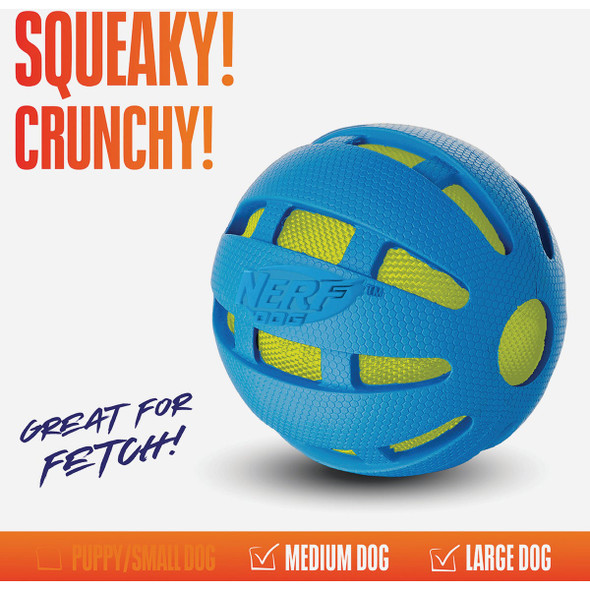 Nerf Dog 3.8 In. Rubber Checker Squeak Crunch Ball 5126 710248