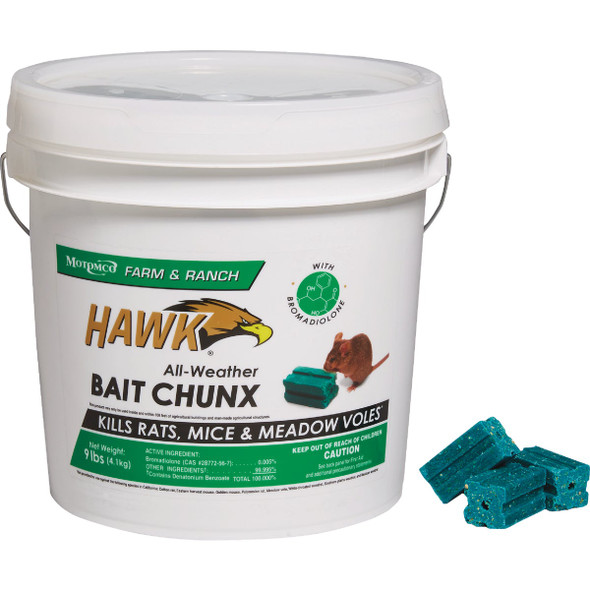 Hawk 9 Lb. All-Weather Rats, Mice, & Meadow Voles Bait Chunx 31270