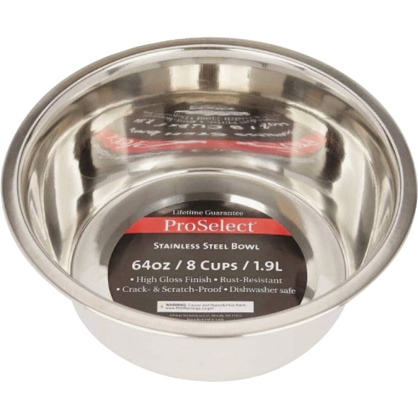 Boss Pet ProSelect 64 Oz. Heavy Stainless Steel Mirror Finish Dog Bowl ZW150 64