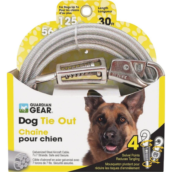 Boss Pet Guardian Gear XL Dog Cable with Spring Dog Tie-Out, 30 Ft. Q5730SPG99 760274