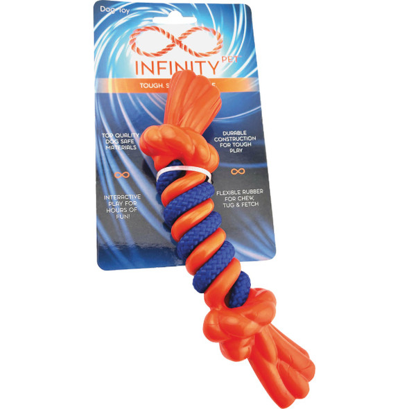 Boss Pet Infinity TPR/Rope Bone Small Orange Dog Toy