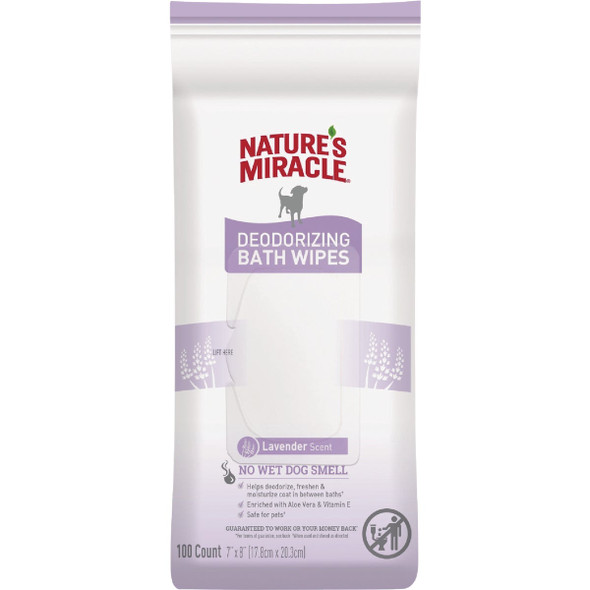 Nature's Miracle Lavender Scent Deodorizing Dog Bath Wipes (100-Pack) P-98473