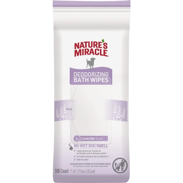 Nature's Miracle Lavender Scent Deodorizing Dog Bath Wipes (100-Pack) P-98473