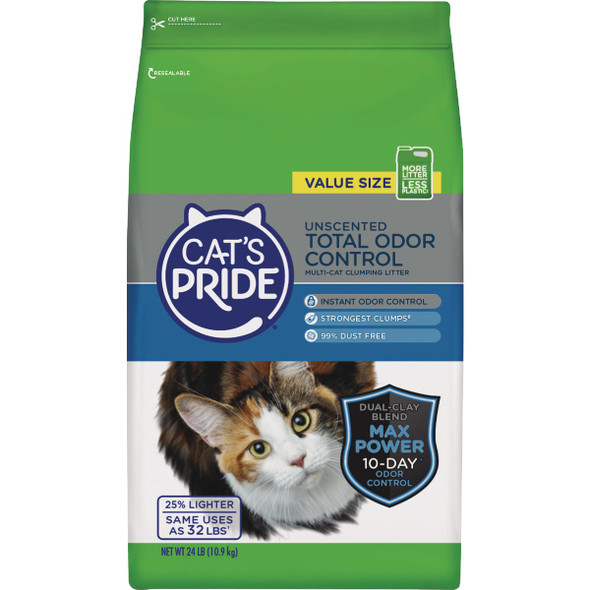Cat's Pride 24 Lb. Multi-Cat Clumping Unscented Total Odor Control Cat Litter