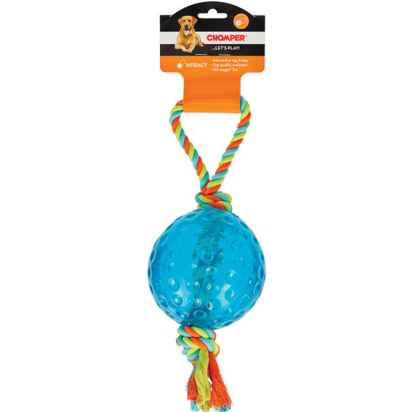 Boss Pet Chomper 5 In. TPR Ball with Rope Tug Dog Toy WB15527 744187