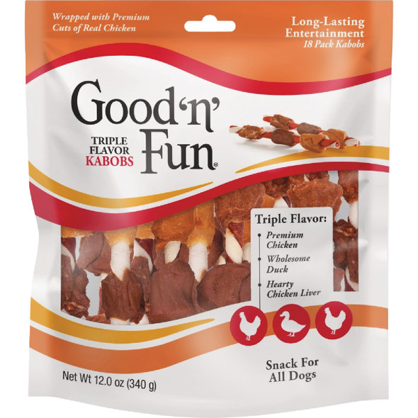 Good 'N' Fun Triple Flavor Kabob Dog Snack (18-Pack) P-82245KH-11