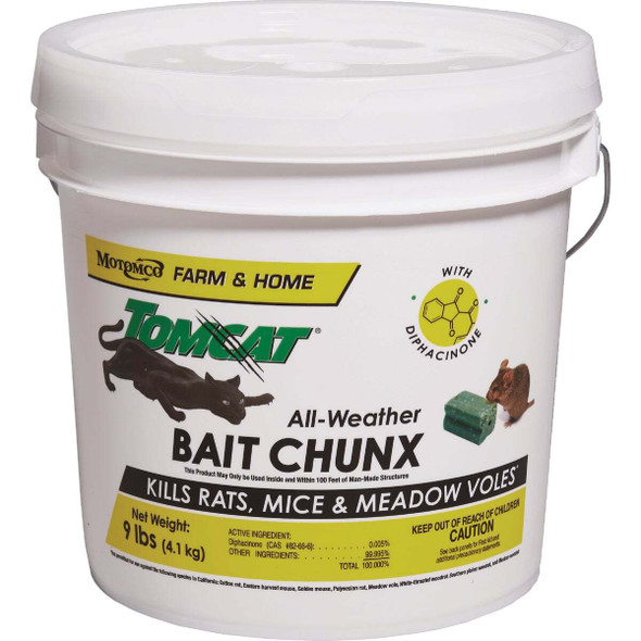 Tomcat 9 Lb. All-Weather Rats, Mice, & Meadow Voles Bait Chunx 32446