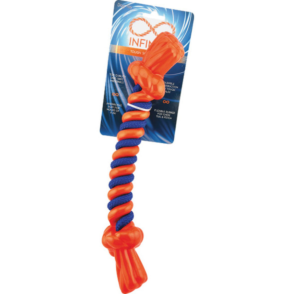 Boss Pet Infinity TPR/Rope Bone Large Orange Dog Toy Boss Pet Infinity TPR/Rope Bone Large Orange Dog Toy