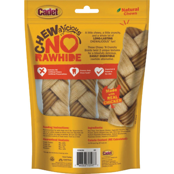 Cadet Chewalicious Chewy 'N Crunchy Medium Chicken Braid Dog Treat (3-Count) C70597 756134