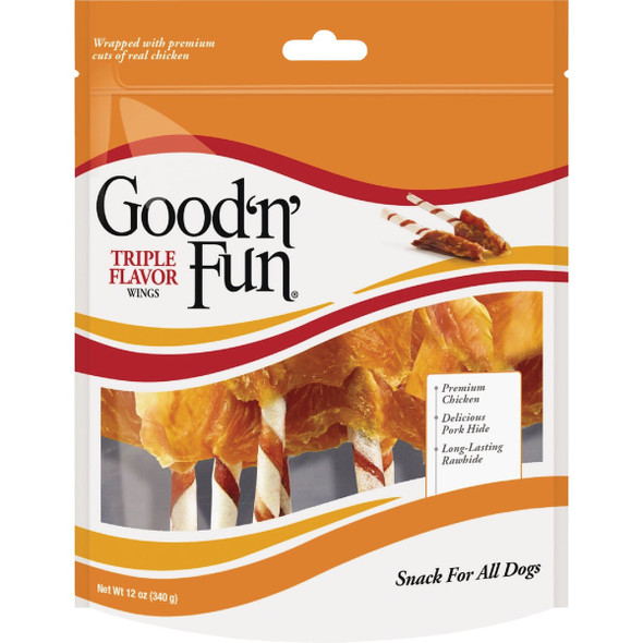 Good 'N' Fun Triple Flavor Wings 12 Oz. Dog Snack P-94130CN-12