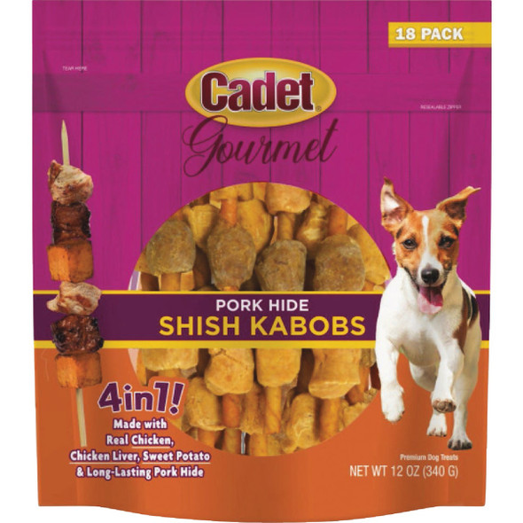 Cadet Gourmet 12 Oz. Pork Hide Shish Kabob Dog Treats C70403