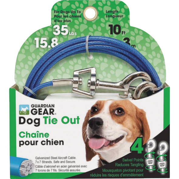 Boss Pet Guardian Gear Medium Dog Swivel Snap Dog Tie-Out, 10 Ft.
