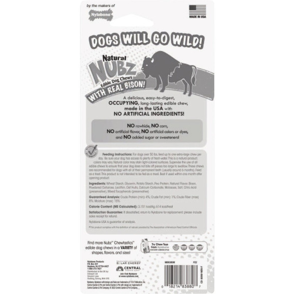 Nylabone Nubz XL Bison Natural Long Lasting Edible Dog Chew NEN305W 762608