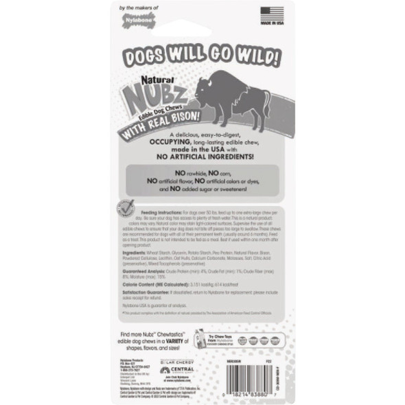 Nylabone Nubz XL Bison Natural Long Lasting Edible Dog Chew NEN305W 762608