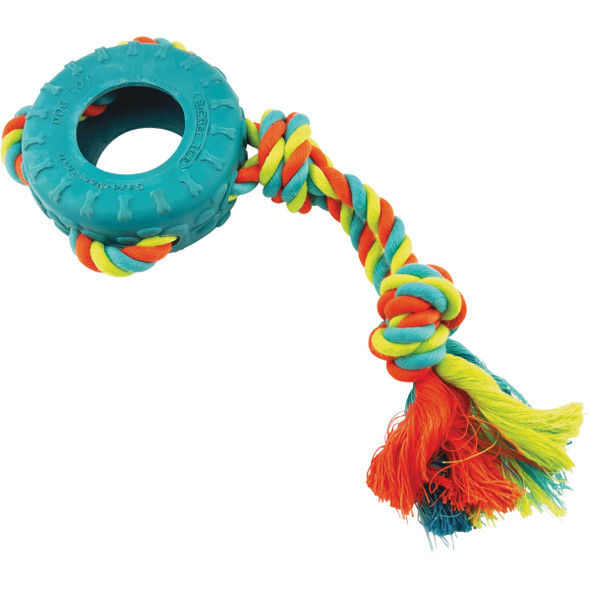 Boss Pet Chomper Tredz Rubber Tire & Rope Tug CTZ100M Boss Pet Chomper Tredz Rubber Tire & Rope Tug CTZ100M