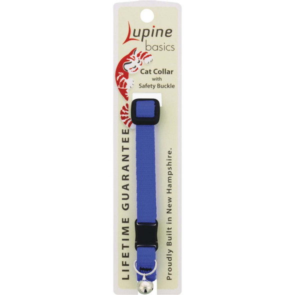Lupine 1/2 In. Traditional Solid Blue Breakaway Cat Collar with Bell 17527