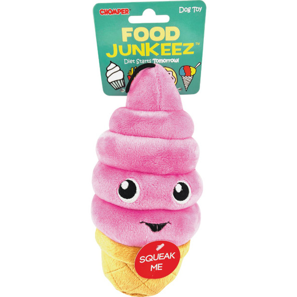 Boss Pet Chomper Food Junkeez Plush Ice Cream Cone Small Dog Toy