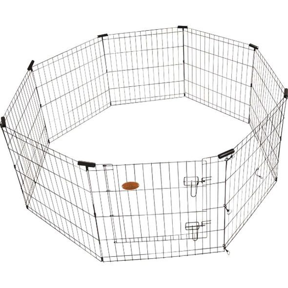 KennelMaster 30 In. H. x 24 In. W. Black Steel 8-Panel Exercise Pen EX8PEN3024