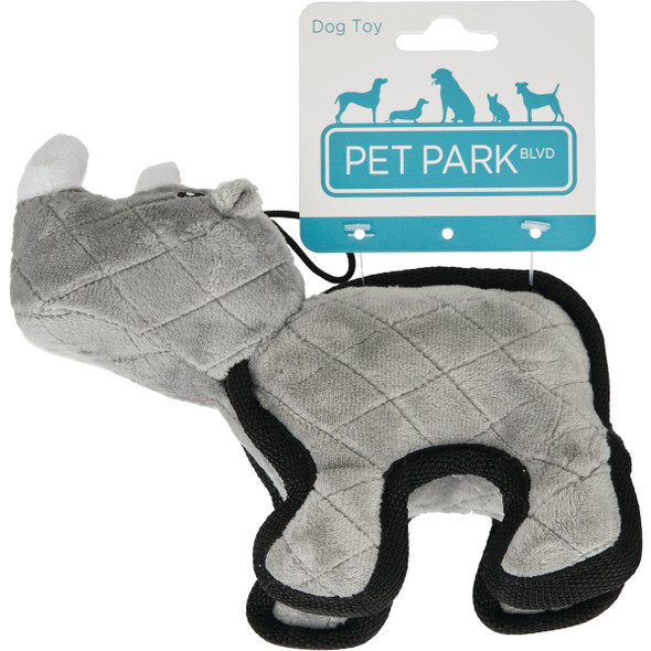Boss Pet Pet Park Blvd Tuffimals Small Rhino Dog Toy Boss Pet Pet Park Blvd Tuffimals Small Rhino Dog Toy