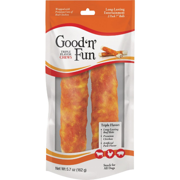 Good 'N' Fun 7 In. Triple Flavor Chew (2-Pack) P-82243CN-11