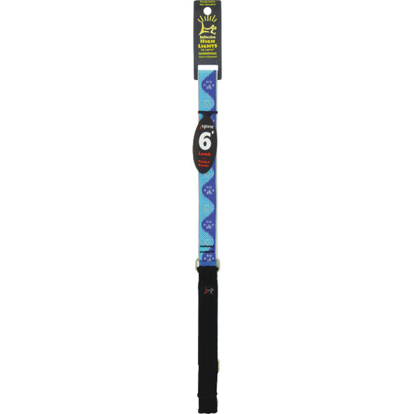 Lupine 1 In. x 6 Ft. Reflective Blue Paws Dog Leash 48459