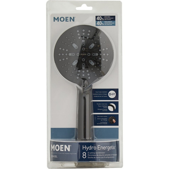Moen Hydro Energetix 7-Spray Wall Mount Handheld Shower Head, Matte Black