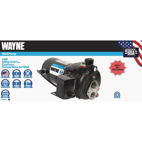 Wayne 1 HP Convertible Jet Well Pump CWS100 472976