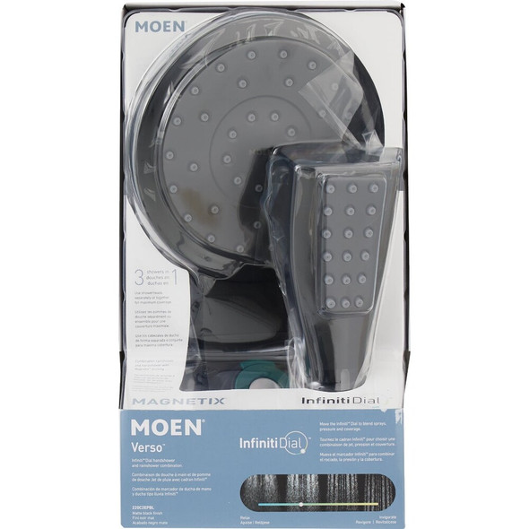 Moen Verso 8-Spray 1.75 GPM Combo Handheld Shower Head with Infiniti Dial, Matte Black