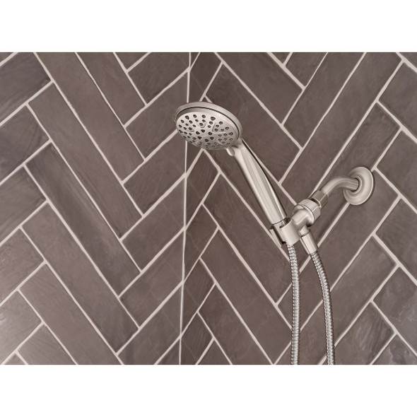 Moen Spot Resistant Brushed Nickel 6-Function 4 In. Dia. Spray Head Handheld Shower