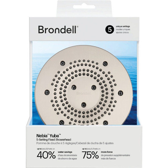 Brondell Nebia Yuba 5-Setting Fixed Showerhead, Brushed Nickel NE80-SH-BN 410794