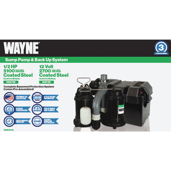 Wayne 1/2 HP Cast Iron Sewage Injector Pump with Vertical Float Switch