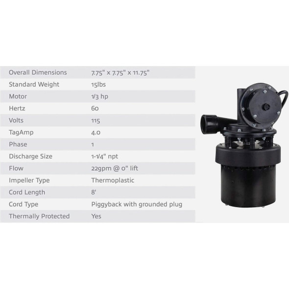 Star Water Systems 1/3 HP Thermoplastic Utility/Laundry Sink Pump