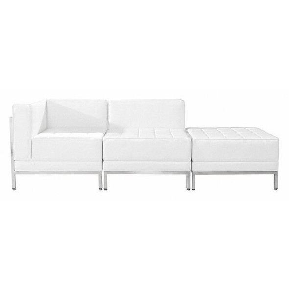 Flash Furniture Leather Lounge Set,3 pcs.,White ZB-IMAG-SET6-WH-GG Flash Furniture Leather Lounge Set,3 pcs.,White ZB-IMAG-SET6-WH-GG