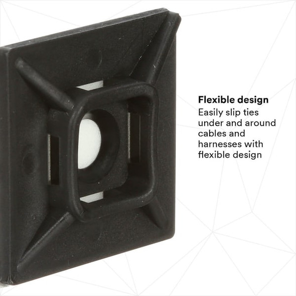3m Cable Tie Base,4 Way,Black,PK500 CTB1X1BKA-C 3m Cable Tie Base,4 Way,Black,PK500 CTB1X1BKA-C