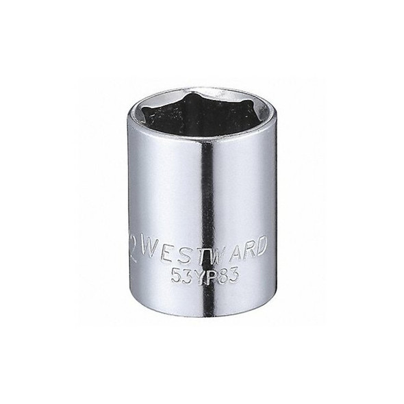 WESTWARD 1/4 in Drive, 1/2" Hex SAE Socket, 6 Points,  Steel, Chrome, 1/2 in