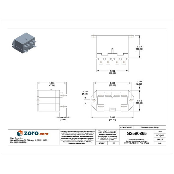 Omron Top Flange, Enclosed Power Relay, Square, 30 A, 6 Pins, Quick Connect G7L-2A-TUBJ-CB-DC12