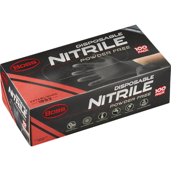 Boss Medium Black Nitrile 4 Mil Disposable Gloves (100-Pack) B21051-M 731486