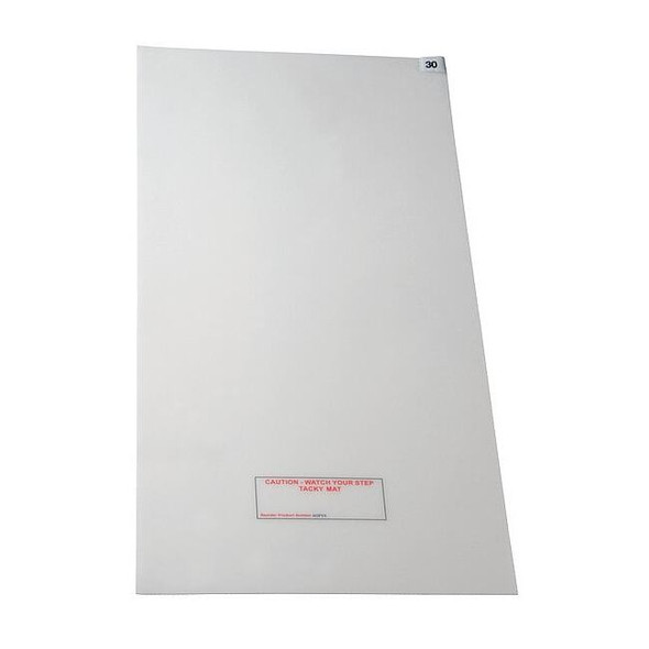 Tacky Floor Mat, Polyethylene, 3.18mm Thick, 24 in W x 45 in L, White, 30, 4 PK
