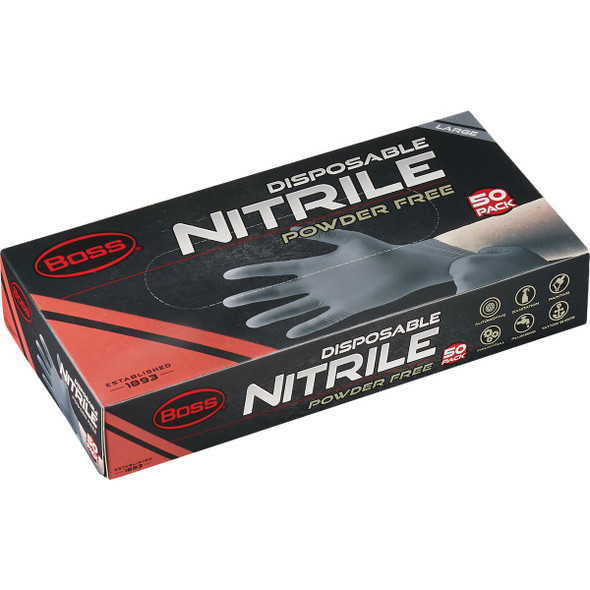 Boss Large Black Nitrile 4 Mil Disposable Gloves (50-Pack) B21001-L50 735786
