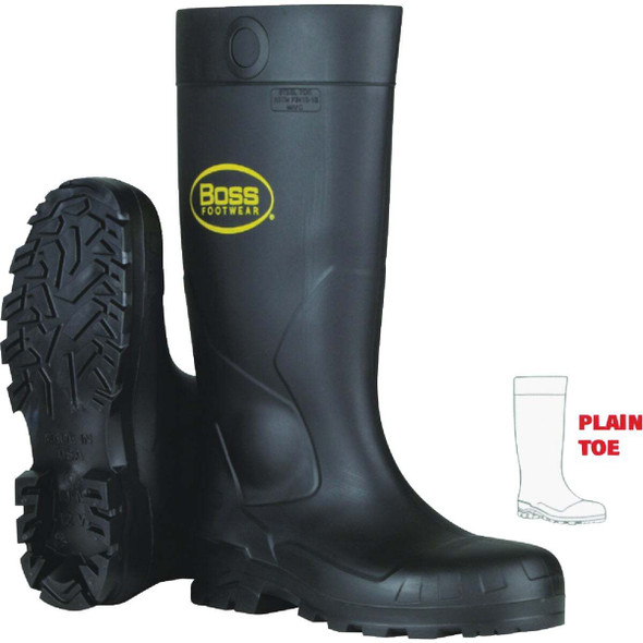 Boss Size 10 Black 16 In. Plain Toe PVC Waterproof Boot B380-8005/10