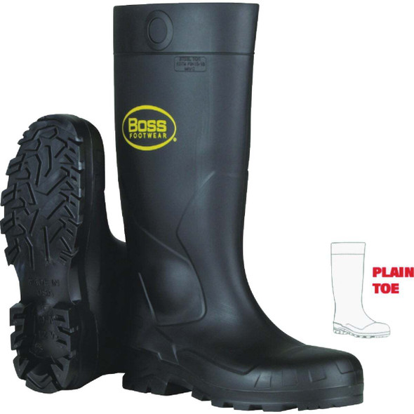 Boss Size 12 Black 16 In. Plain Toe PVC Waterproof Boot B380-8005/12