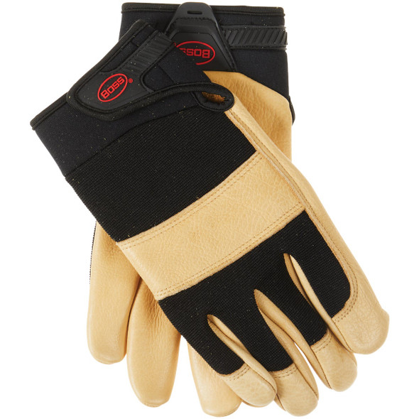 Boss Job Master Aqua Armor Men's Large Black & Tan Leather Work Glove B81051-L