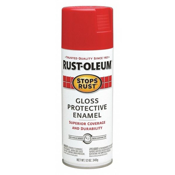 Rust-Oleum Spray Paint, Sunrise Red, Gloss, Solvent, 12 oz. 7762830