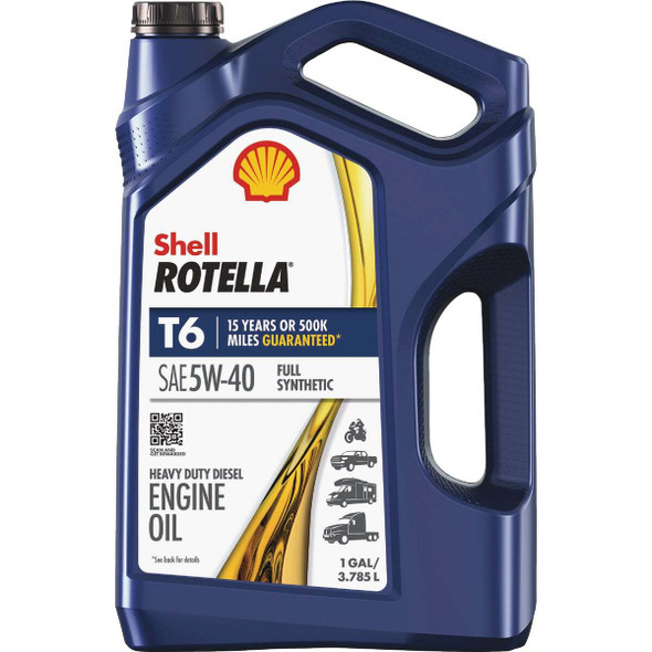 Shell Rotella T6 Full Synthetic 5W-40 Diesel Engine Oil, 1 Gal. Pack of 3
